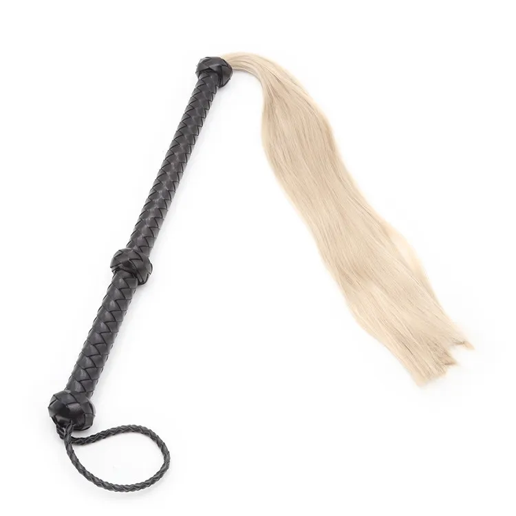 Newest Ass Spanking Unisex Blondie Pony Tail Flogger Whip Fetish Animal Role Play Horse Silky