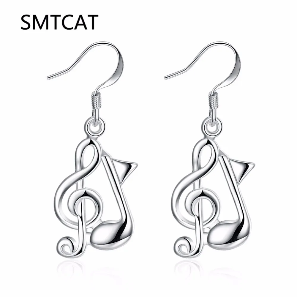 

SMTCAT Music Note Earrings For Women Silver Color Dangle Drop Earrings Wholesale New 925 argent Fashion Jewelry