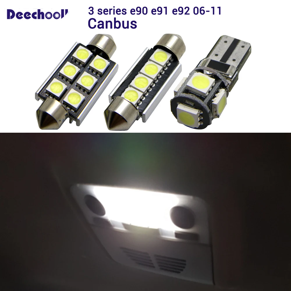 

12x License Plate LED +Canbus Interior Light Kit +dome lamp + map light + Vanity mirror bulb for BMW 3 series E90 E91 E92 -06-11