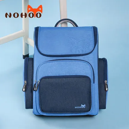 NOHOO школьные сумки для мальчиков и девочек-подростков, ортопедический детский вместительный рюкзак, светоотражающие полосы, рю - Цвет: Blue