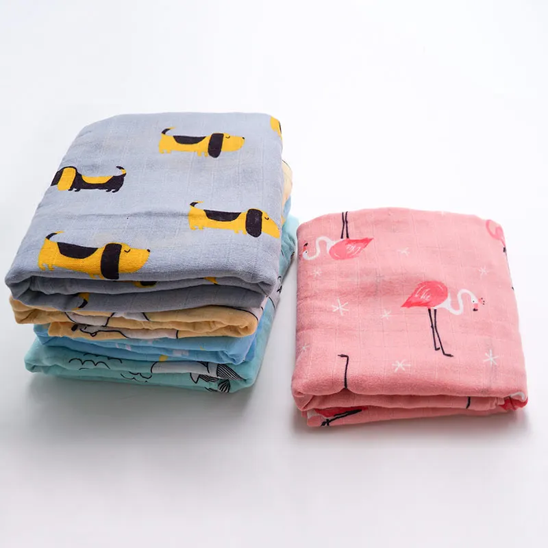 Muslinlife Baby Swaddle Wrap Soft Bamboo Cotton Blanket For Baby Stroller Use Cute Bunny Unicorn Whale Blanket 120*120cm