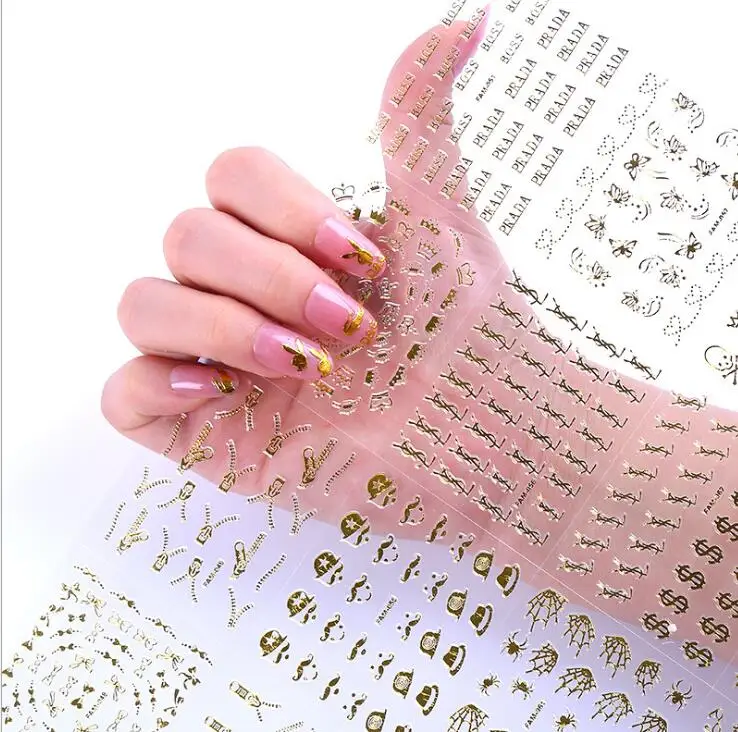 24/30pcs жидкость для Стикеры s 3D Nail Art Наклейки на клею, Стикеры Star/Ювелирные изделия/геометрический дизайн ногтей Стикеры слайдер Фольга