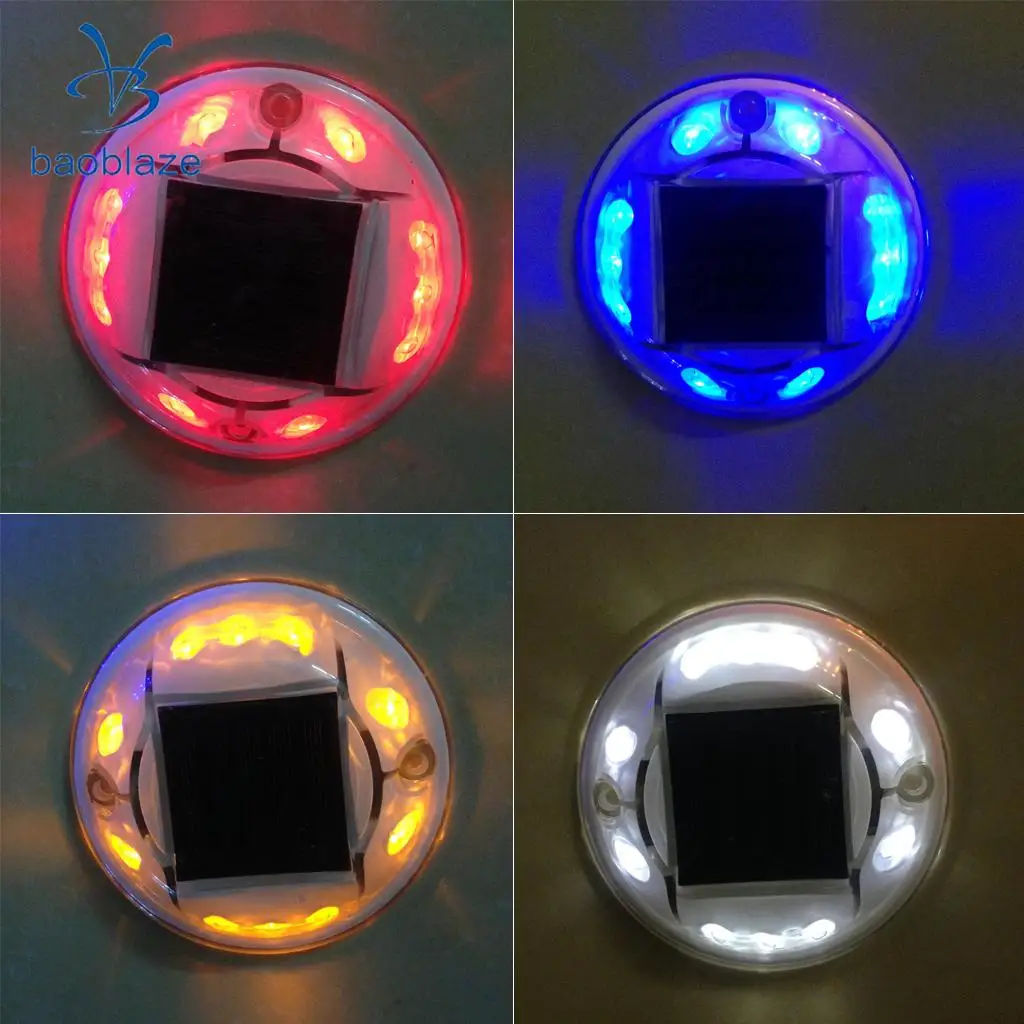 Baoblaze Solar LED Road Stud Light Pathway Deck Dock Driveway Garden Lamp Yellow
