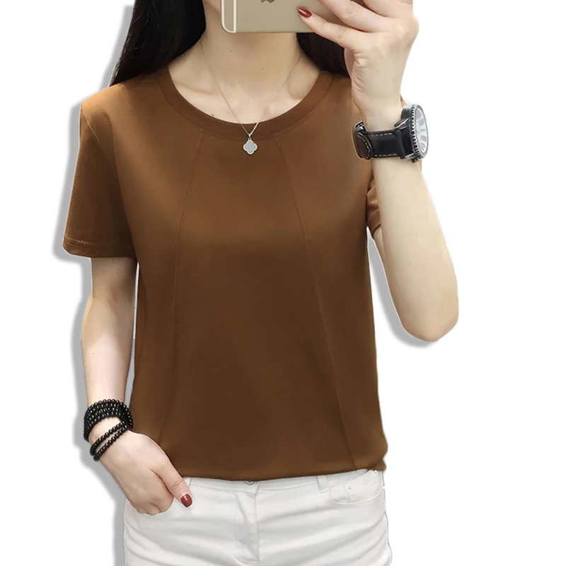 

Camisetas FemininaWomen Tshirt Plus Size Casual Solid Ladies Cotton Oversize T Shirt Short Sleeve O Neck Summer Fashion New 5XL