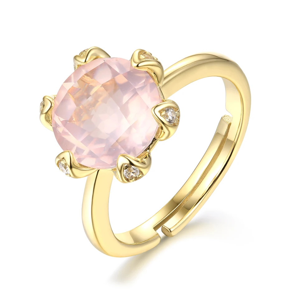 ALLNOEL Ring Silver 925 Jewelry Natural Gemstone Rose Quartz Ring Women Party Rings Gift For March 8  Resizeable Wedding Bands (6)