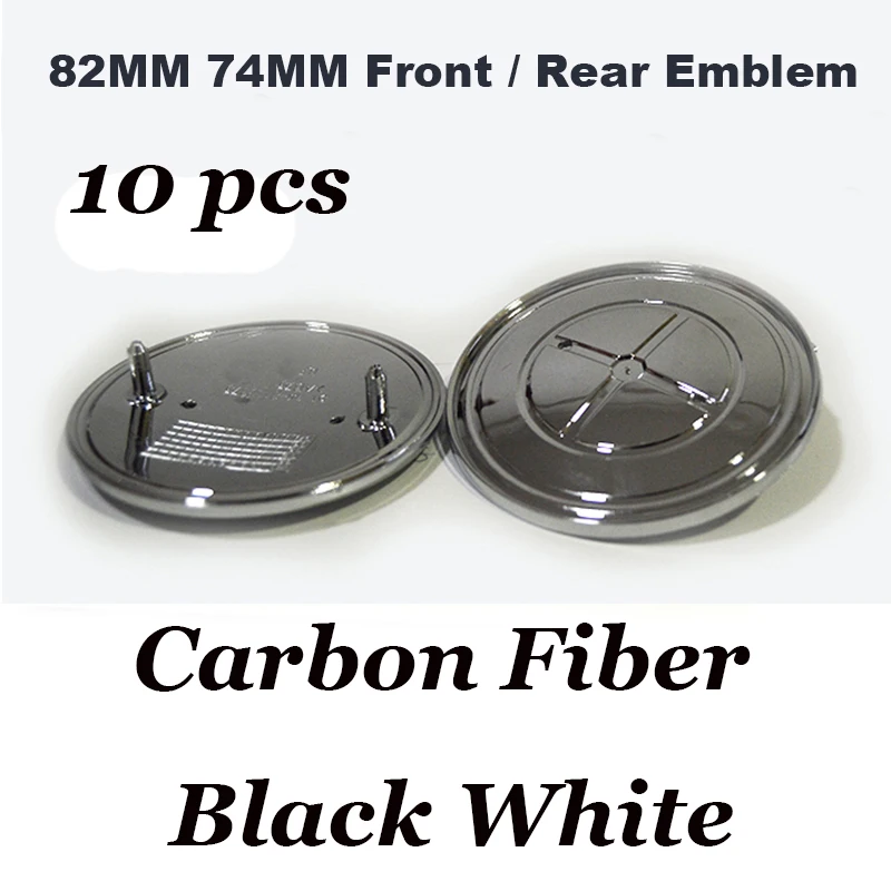 Good Quality 10 x Car head hood emblems cap 82MM/74MM carbon black