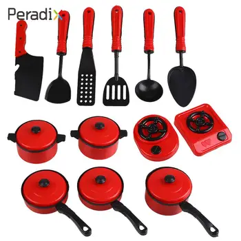 

13PCS Kid Children Red+Black Kitchen Cooking Play Utensils Cookware Set