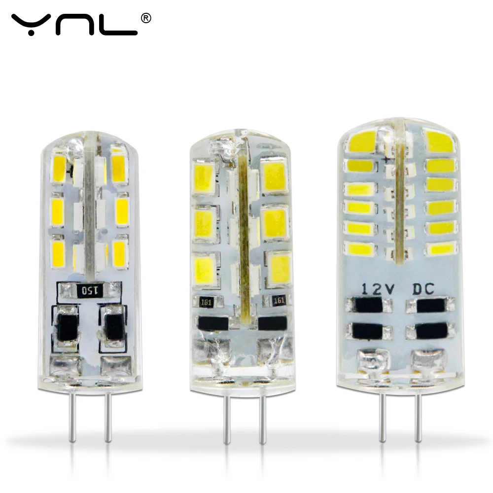 YNL светодиодный G4 3014 SMD 3 W 2 W 1 W 220 V и DC 12 V G4 светодиодный светильник 20 W галогенная лампа g4 светодиодный 12 v кукурузы лампы силиконовые лампы