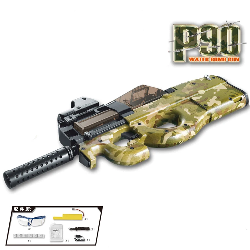 Camouflage Игрушечный пистолет P90, Штурмовое снайперское оружие, водяное пулевое оружие, Открытый Живой CS игровой электрический пистолет для пейнтбола, игрушки для детей - Цвет: Camouflage