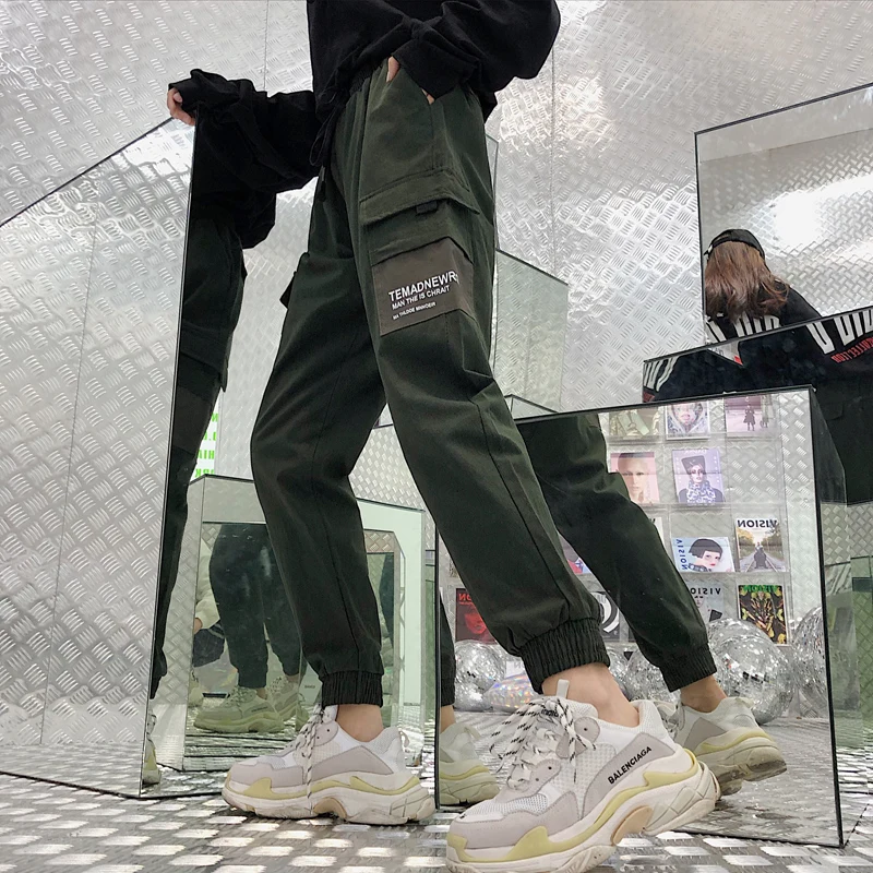 Preise Frühling Frauen Army Green Cargo Hosen Unisex Hip Hop Ankle Länge Hosen BF Harajuku Hip Hop Jogger Hohe taille overalls Harem Hosen