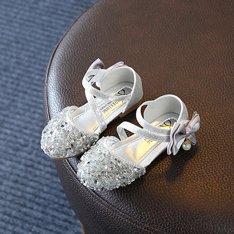 

Hot Sale Fashion Kids Girls Sequin Bow Sandals Children Sandals Summer Girl Sweet Princess Sandals Shoes