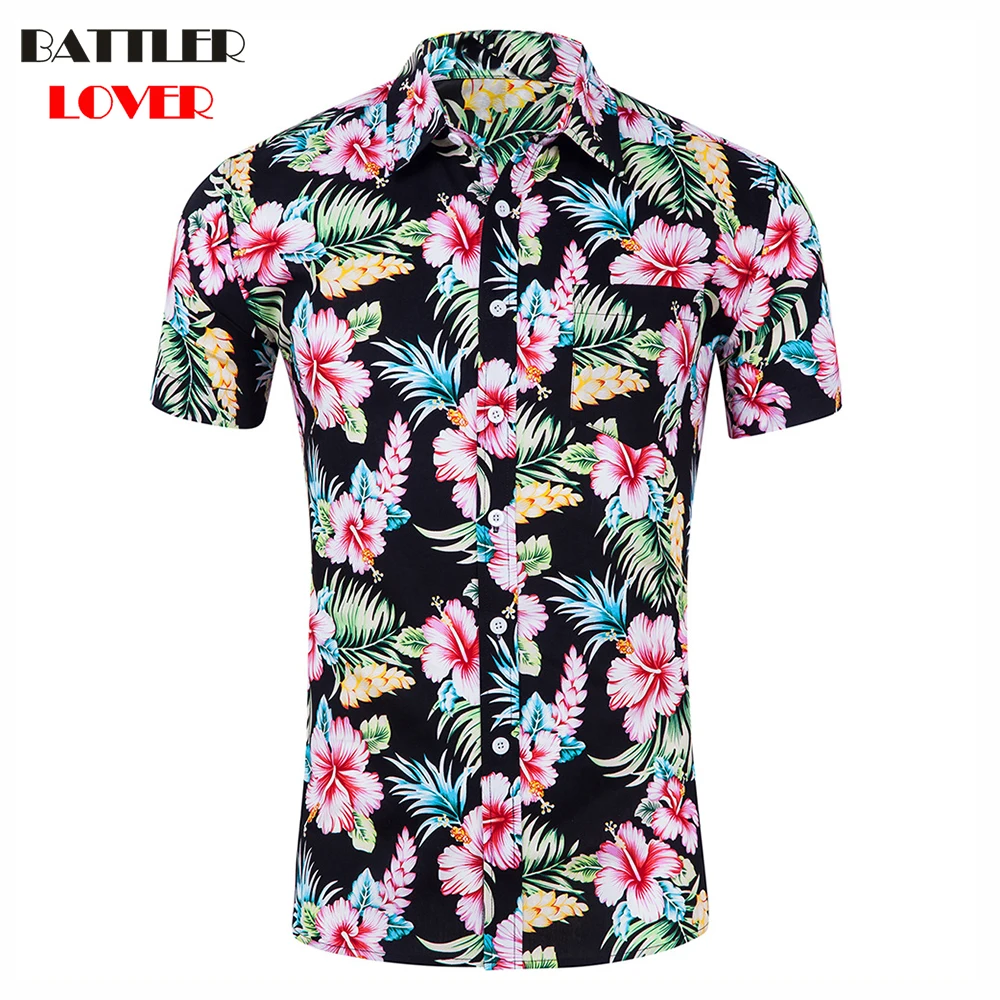 3D Cartoon Print hawaiian shirt Men Shirt Chemise Homme Short Sleeve Shirts Casual Camisas Hombre Men Slim Fit Dress Shirts 2018