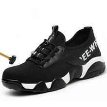 Мужская Рабочая обувь со стальным носом, сетчатые легкие дышащие Светоотражающие повседневные кроссовки, предотвращающие прокалывание, защитные ботинки