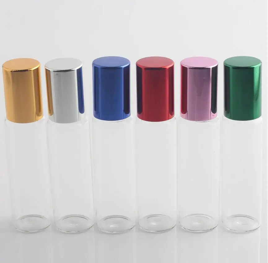300pcs 10 Ml Glass Bottle For Essential Oils With 6 Color Aluminum Cap