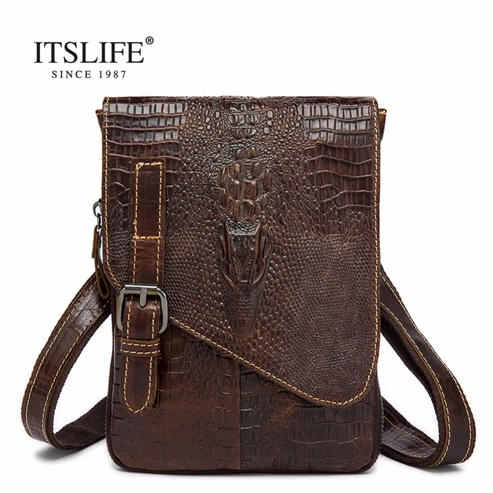 2018 Men Crocodile pattern Handbag Messenger bags cow genuine leather Alligator Exquisite ...