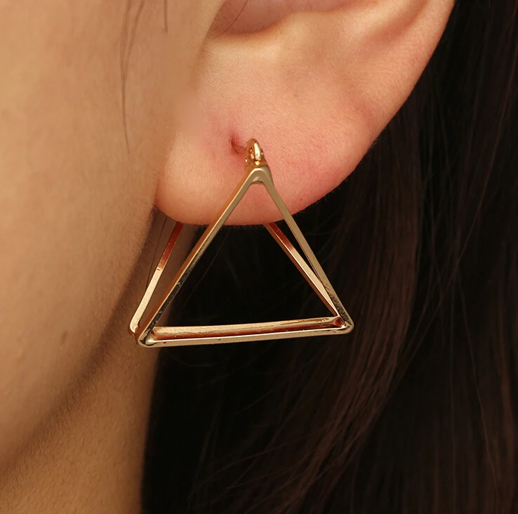 

Creative Ear Studs Female Style Lovely Personality Minimalism Three-dimensional Triangle Earrings Unique Design For Jewelry Gift