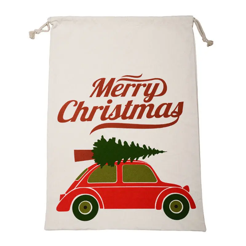 1 шт год Рождество Санта мешок конфеты Санта Клаус шнурок холщовый мешок посуда деревенские винтажные чулки подарочная сумка - Цвет: D