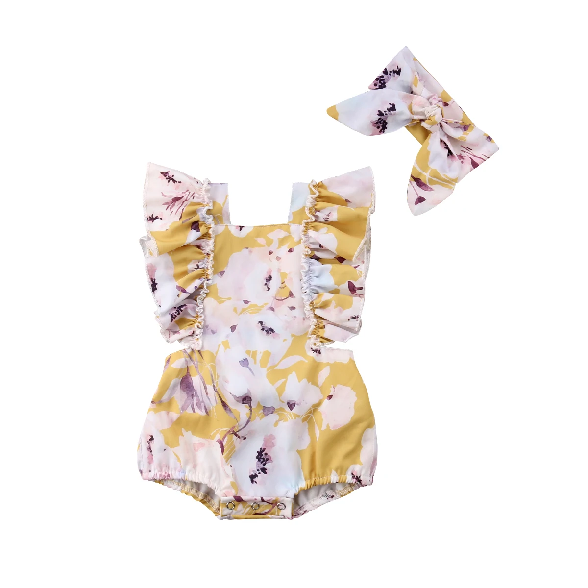 

Infant Newborn Baby Girls Cotton Ruffles Sleeveless Bodysuit Outfits Jumpsuit Sunsuit Size 0-24M