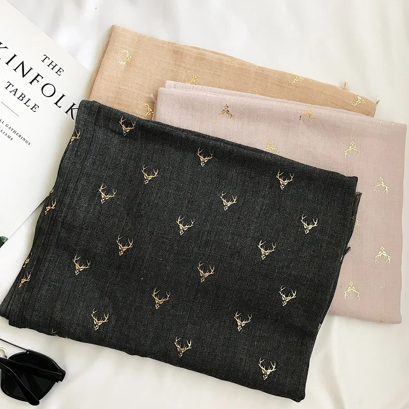 

MARC Spring cotton linen gilding fawn Shawl female Cartoon Women lengthening silk towel long scarf summer