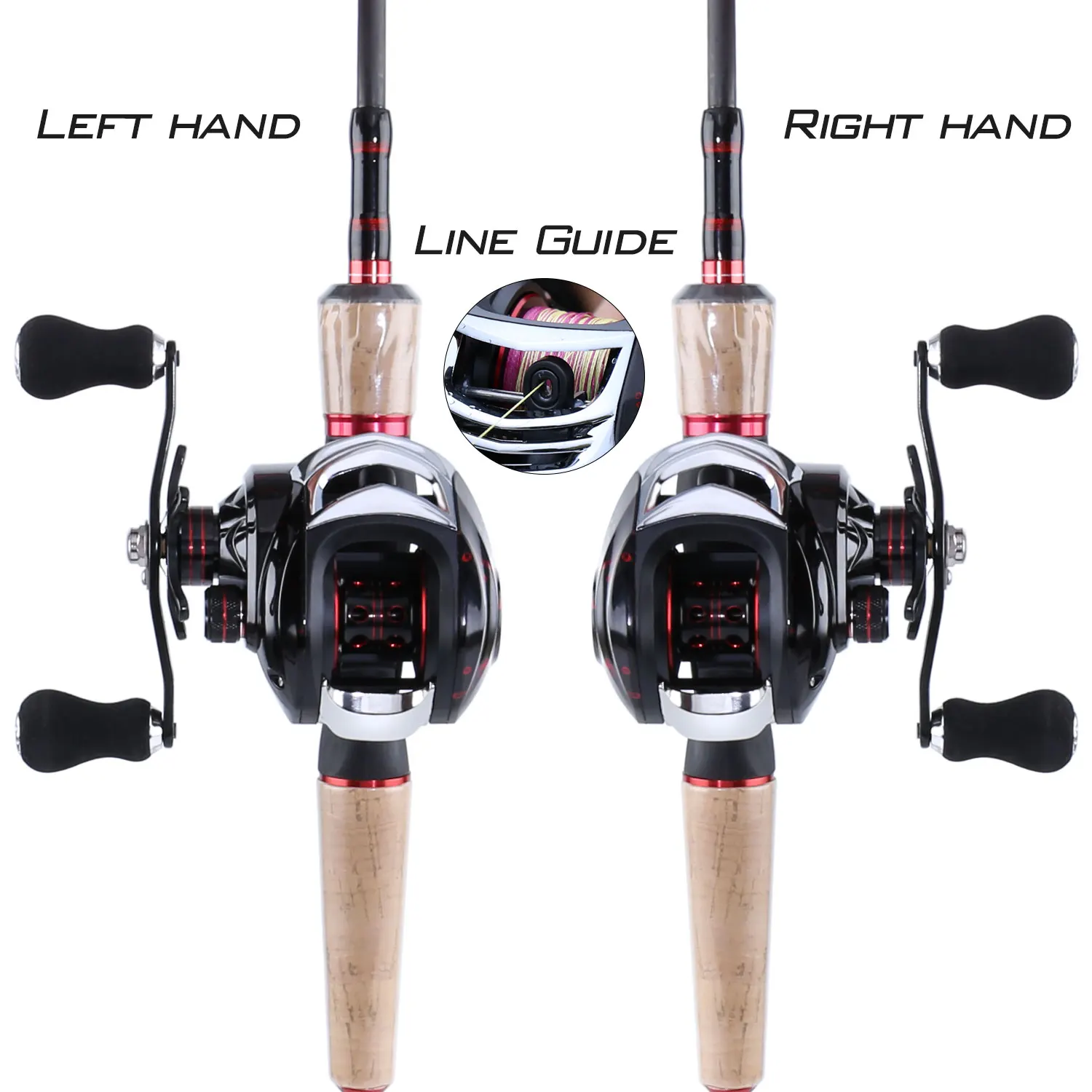 Sougayilang Fishing Rod Reel Combos - 4-pieces M Power Casting Fishing Rod Pole and 17+1BB Baitcasting Reel Kit Tackle Tools Set