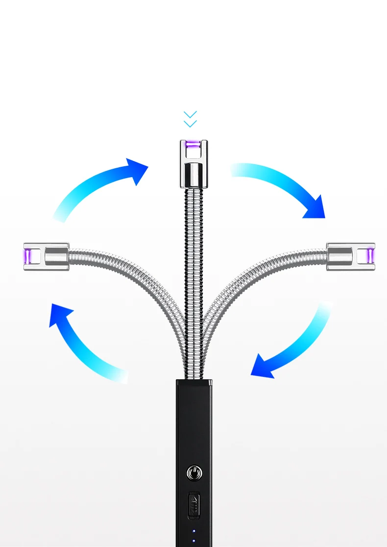 Светодиодный дисплей с аккумулятором USB Электронная зажигалка для барбекю кухонная зажигалка для свечей более длинная вращающаяся плазменная дуговая Зажигалка для барбекю