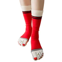 5 пар, оригинальные забавные женские носки, четыре сезона, подходят для листьев лотоса, красные лаки для ногтей с кольцом, модные новые носки, женские Meias