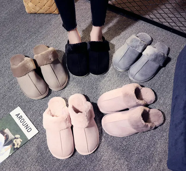 New Arrival Durable Home Slippers Unisex Micro Suede Upper Sheepskin Warm Comfortable Fur Plush Winter Slippers (13)