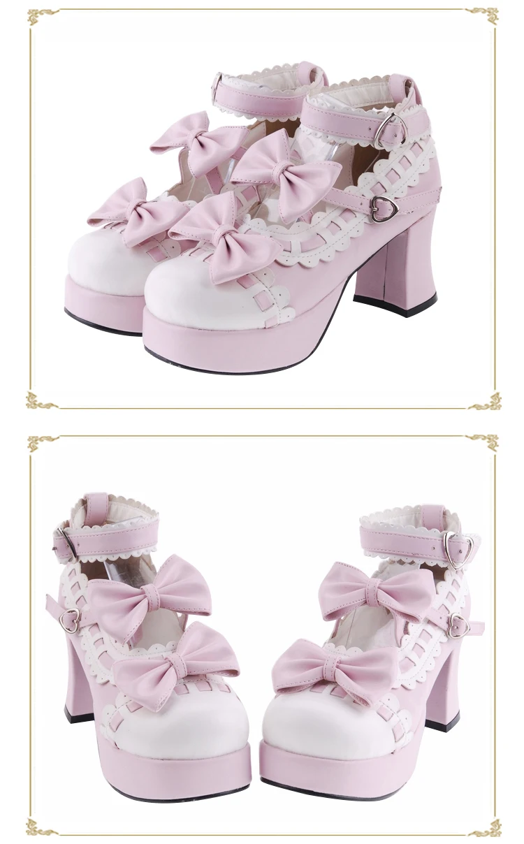 Женские весенние Аниме Косплей туфли Лолиты сандалии женская обувь на высоком каблуке кожаные туфли принцессы на платформе с бантом