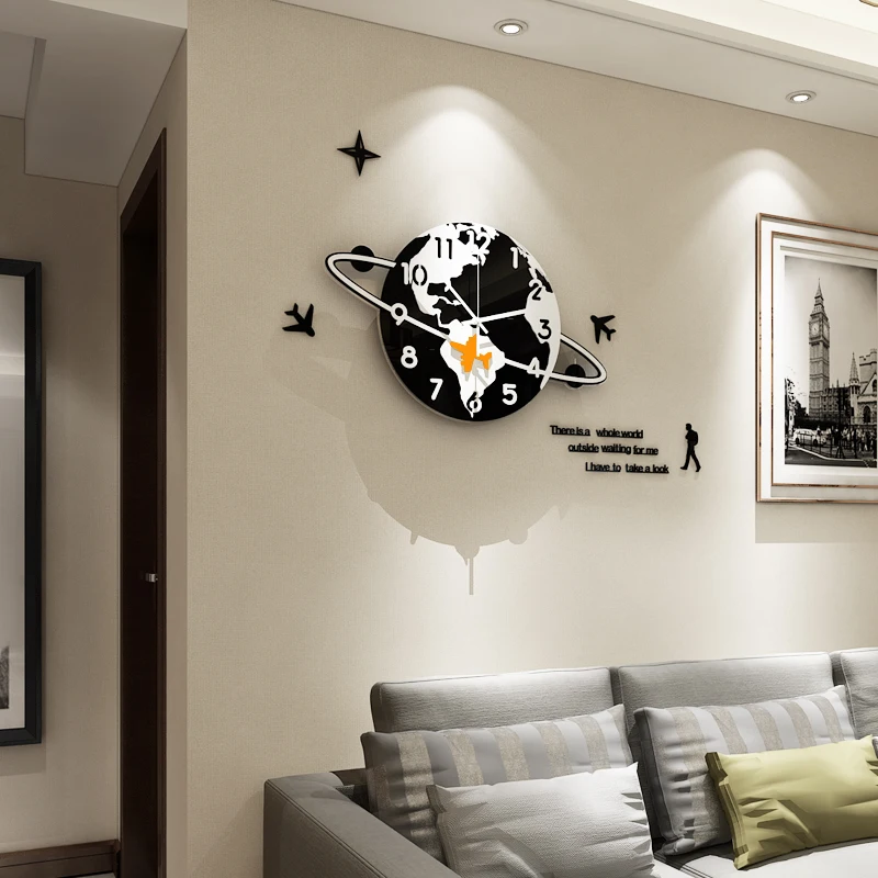 MEISD креативные Мультяшные черные планетарные настенные часы современный дизайн бесшумные Подвесные часы с наклейками на стену домашний декор часы
