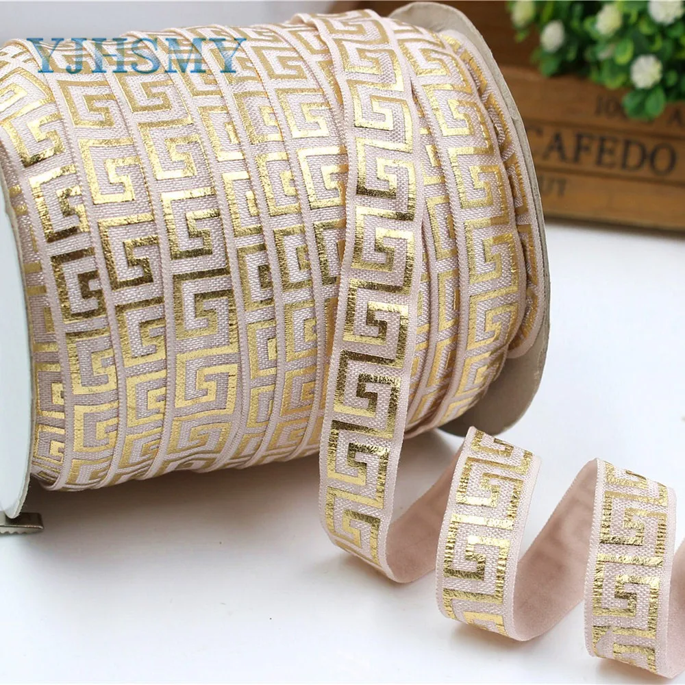 

YJHSMY E-17608-320,16 mm Pure color hot Bronzing printing elasticity Ribbon,10 yards DIY handmade hair accessories material