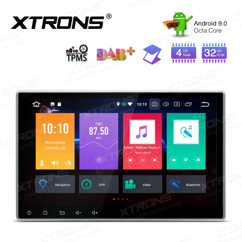 Cheap 10.1" Octa-Core Android 9.0 OS 2 Din Car DVD Multimedia Two Din Car Navigation GPS Double Din Car Radio with 4GB RAM 32GB ROM 1