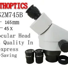 SZM745 3.5X-45X Bino Zoom стерео микроскоп головка+ WF10x окуляр резиновая защита для глаз 0.5x Мальва объектив