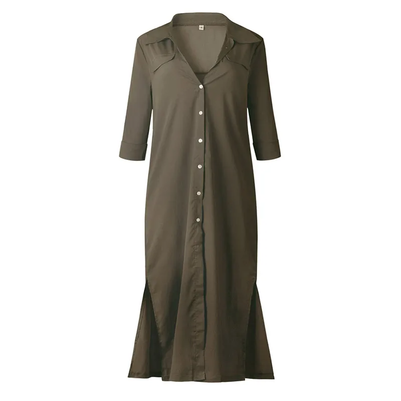 Qunndy Fashion Women Long Dress Summer Spring Chiffon Long Sleeve Split Maxi Dress Elegant Casual Party Dresses Sexy Vestidos (10)