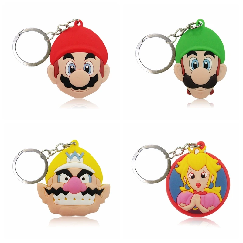 

20PCS Super Mario Cartoon Figure Key Chain PVC Anime Key Ring Kids Mini Toy Pendant Keychain Children Key Holder Xmas Gift
