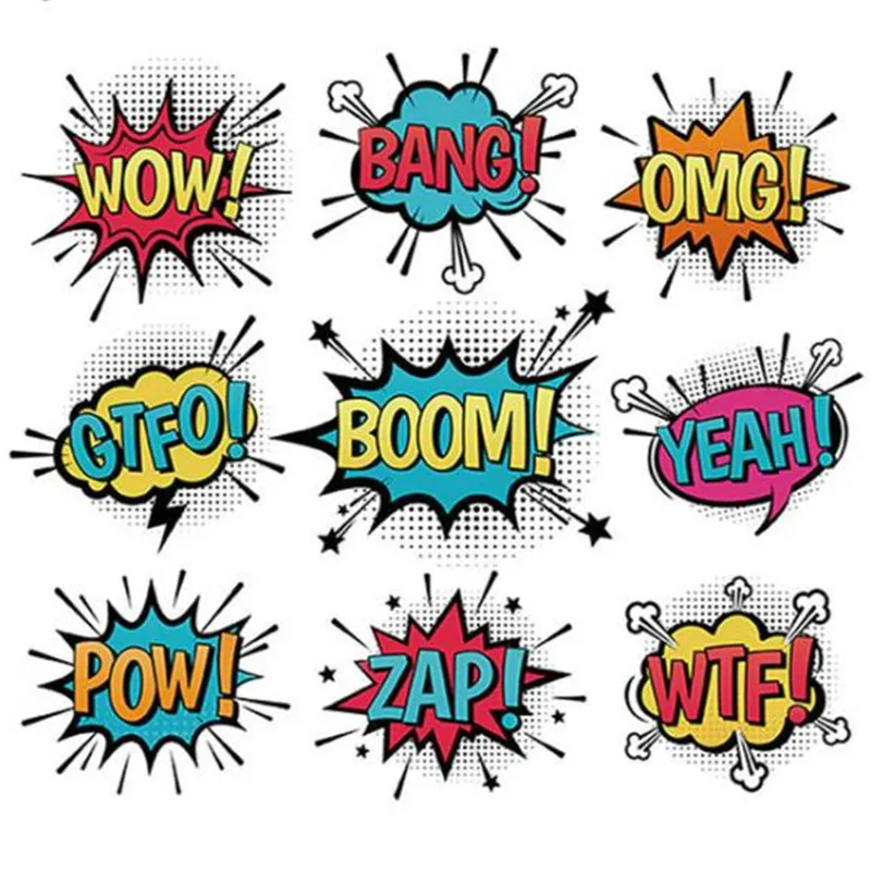WOW Patch deal with it Clothes тканевые наклейки BANG OMG BOOM термопечать Футболка женская утюжок