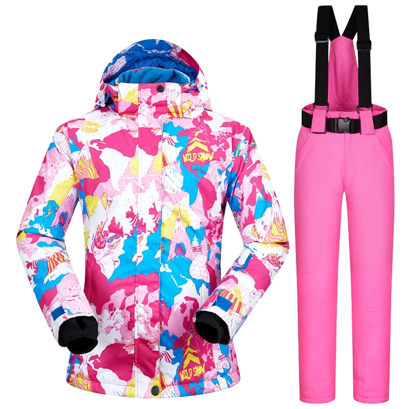 Зимний лыжный костюм, женские брендовые новые комплекты, ветрозащитные водонепроницаемые уличные зимние куртки и штаны, женские лыжные и сноубордические костюмы