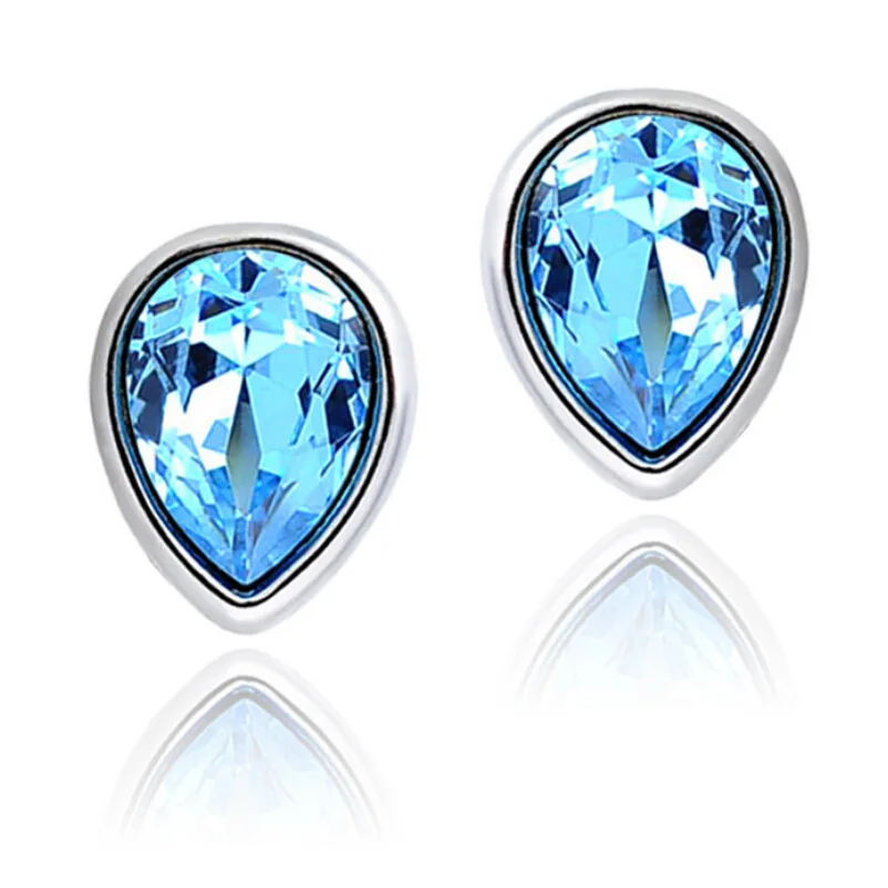 Fashion Stud Earring Royal Blue Water Drop Cubic Zircon Stud Earrings