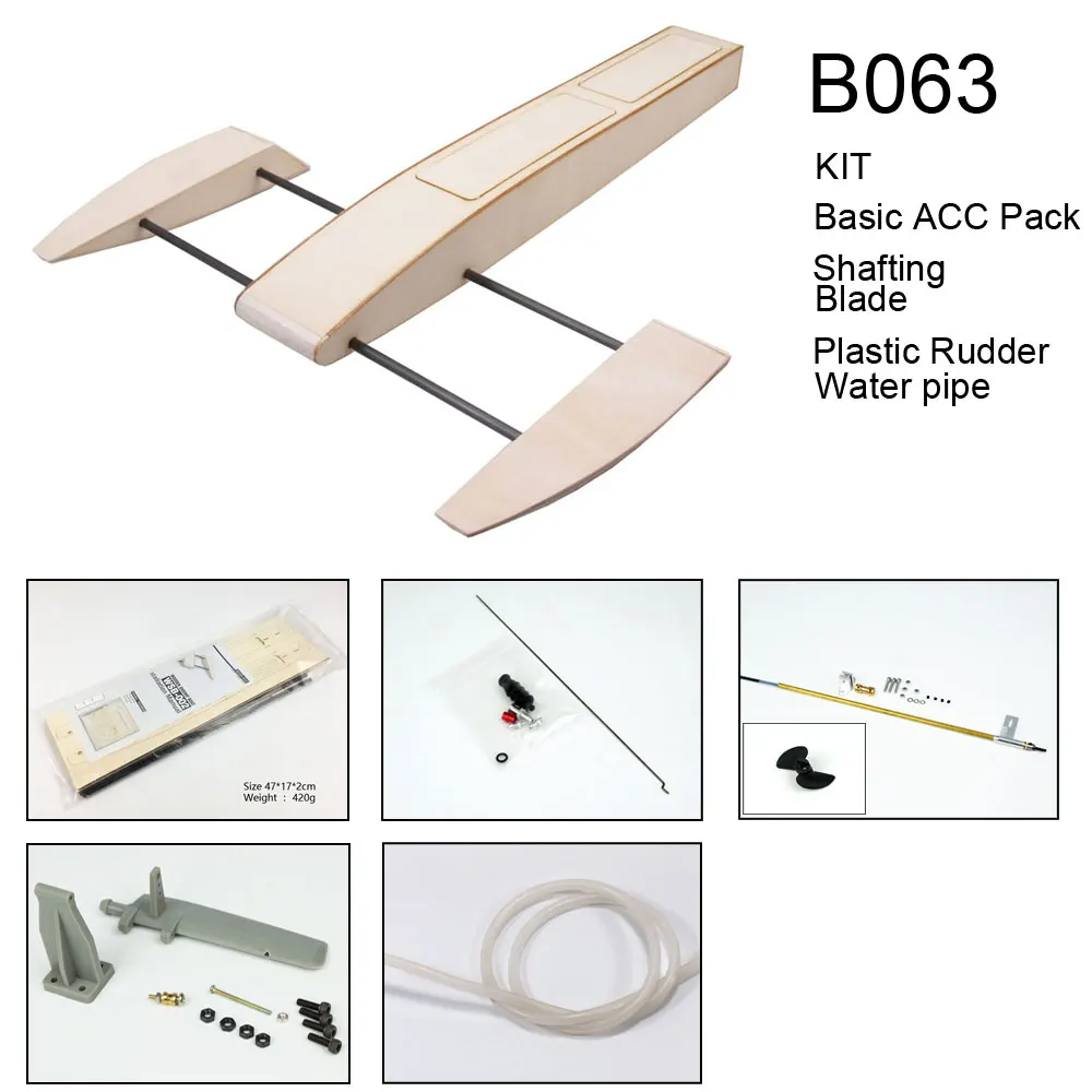 RC Speed Boat 495mm Wooden Sponson Outrigger Shrimp Racing Boat Model Building Kits Radio Remote Control Speedboat 13