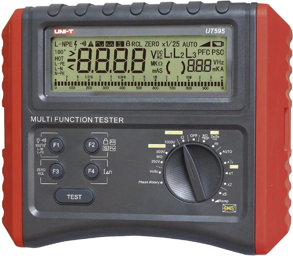 UNI-T UT595 Многофункциональный Электрический тестер безопасности RCD контур/линии сопротивление изоляции Измеритель сопротивления 0,05~ 1000 МОм