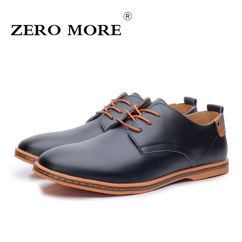 

2017 Leather Men Shoes ZERO MORE Fashion Men Flat Shoe Round Toe Comfortable Office Autumn Winter Shoes for Men Size 38-48 #ZM26