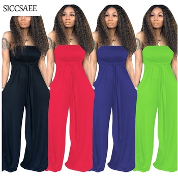 

Strapless Jumpsuits And Rompers Tube Loose Backless Wide Leg Palazzo Pants Oversized Overalls Plus Size Clothing Sexy Casual