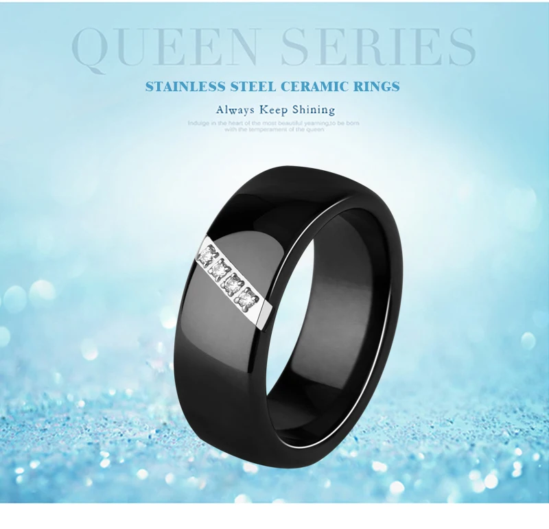 Новинка, 6 мм, 8 мм, черный, белый, розовый цвет, один слэш, Кристальные керамические кольца для женщин, обручальное кольцо, обручальное кольцо, подарки для матери, ювелирные изделия