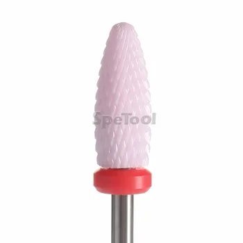 

SpeTool Pink Ceramic Nail Drill Tools Bit Flame Shpae Fine Grit For Electric Manicure Pedicure Removing Gel Acrylic (ST040102)