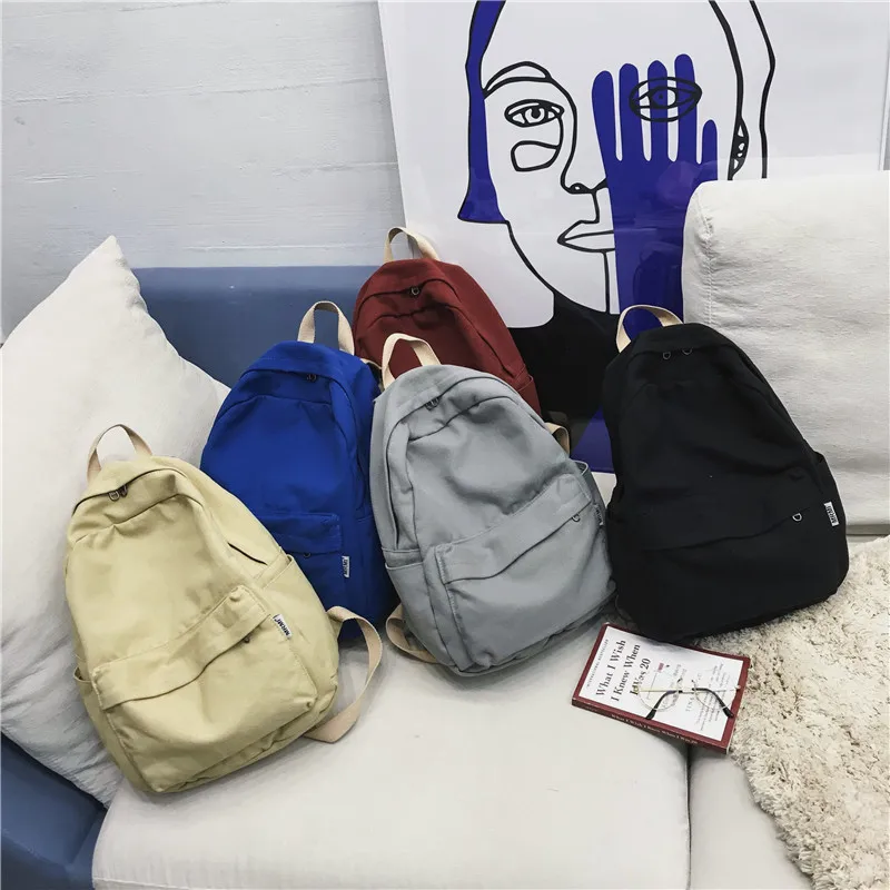 Janespri High Quality Backpack Canvas Women Backpack Solid Mochila Escolar Girls Laptop Backpack School Bags Backpack for teensLTBH7062