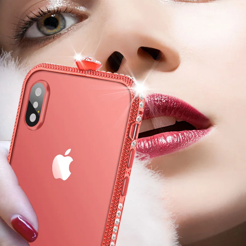 Роскошный Блестящий металлический чехол бампер со стразами для iPhone 11 XS Max XR X 10 6 6S 7
