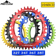 Motsuv roda dentada estreita oval, coroa dentada estreita para bicicleta mtb 104bcd 32t 34t 36t 38t peças da placa 104 bcd