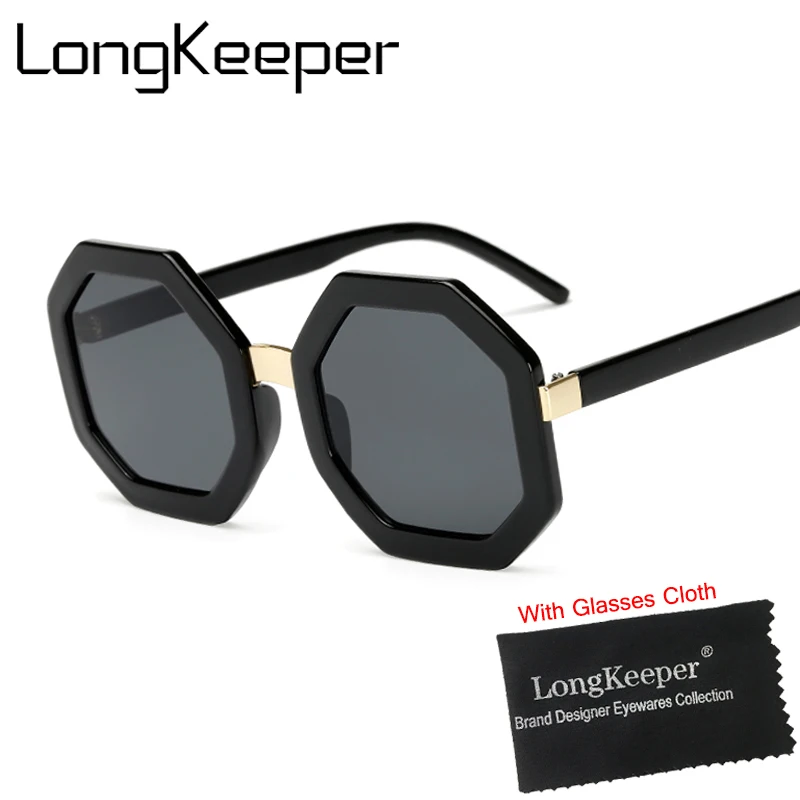 

LongKeeper Brand Sunglasses Design Fashion Women Mens Metal Frame Clear Sun Glasses Mirrored Lady Square Sunglasses