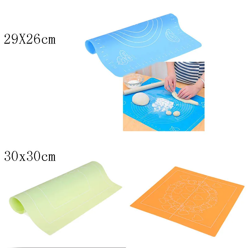 

Non-Stick Silicone Baking Mat Pad 30*30CM Baking Sheet Glass Fiber Rolling Dough Mat for Cake Cookie Macaron 3 colors available