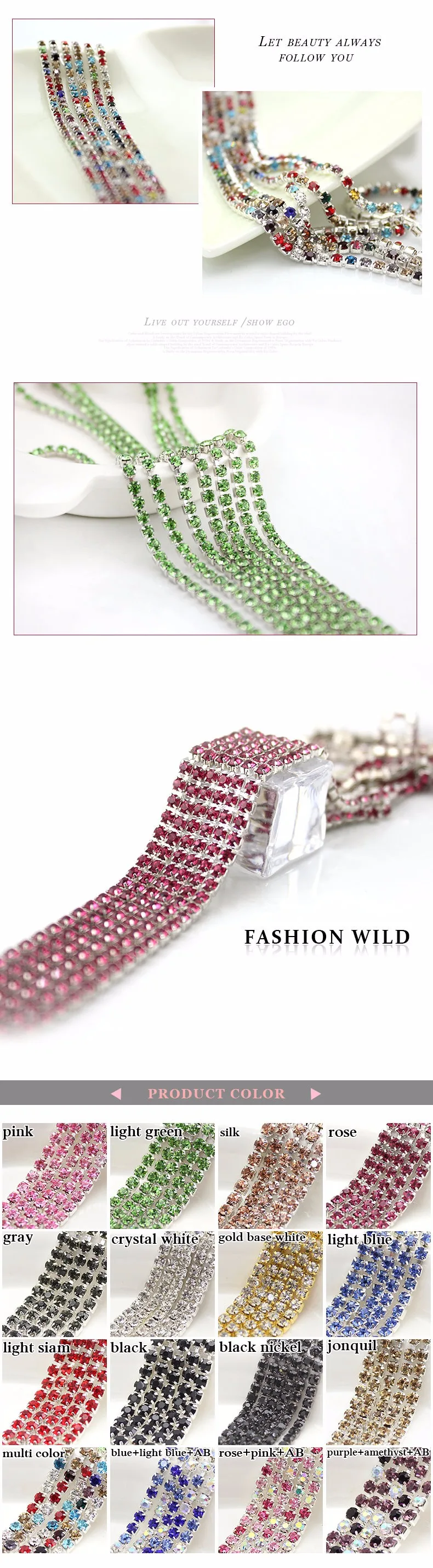 SS6-SS12 ювелирных изделий 10 ярдов/партия Блестящие crystal Pink+ Роза+ стразы AB crystal цепи для изготовления украшений своими руками, свадебные украшения