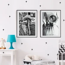 Pósteres e impresiones en lienzo blanco y negro con arte de pared nórdico para chicas con foto de baile Vintage, pintura en lienzo para decoración para sala de estar